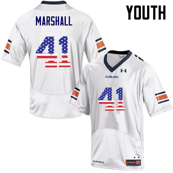 Youth Auburn Tigers #41 Aidan Marshall USA Flag Fashion White College Stitched Football Jersey